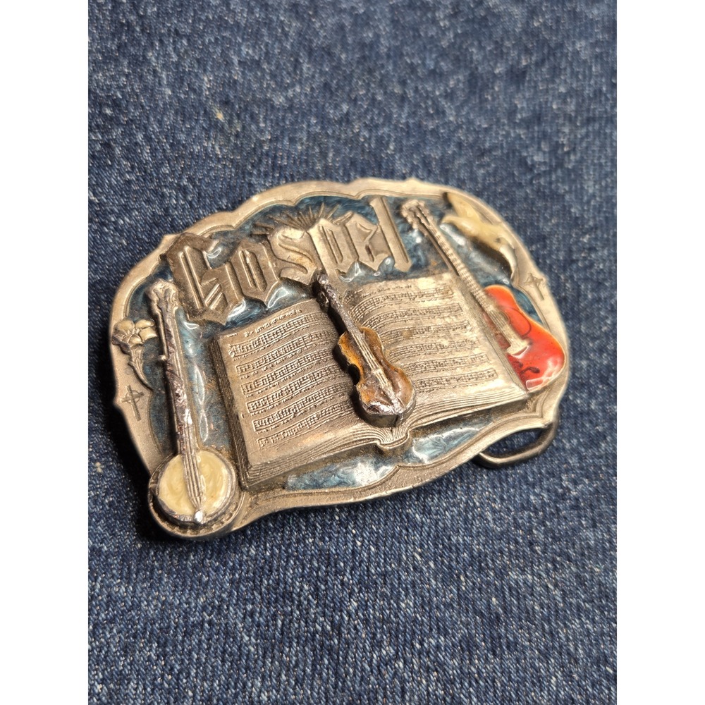 Vintage 1985 Gospel Guitar Rockstar Belt Buckle - Picture 2 of 7